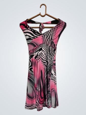 Pink und schwarzes Zebra-Print-Halterkleid