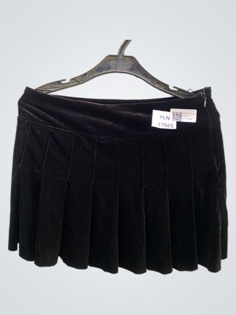 FaithVintage Schwarzer Samt Plissierter Minirock
