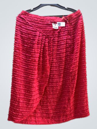 FaithVintage Roter Texturierter Midi-Rock
