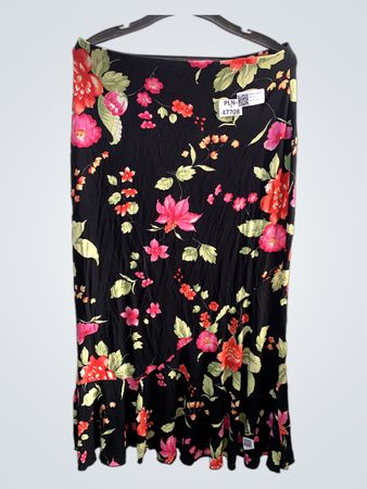 Schwarzer Blumenmuster-Maxi-Rock