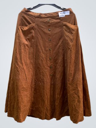 Brauner Knopf-Front Midi-Rock