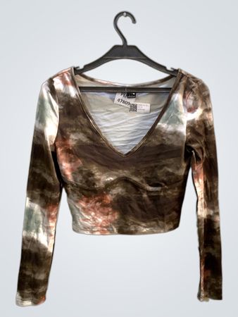 FaithVintage Tie Dye Langarm Cropped Top