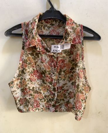 FaithVintage Ärmelloses Floral-Kragen Button-Up Hemd