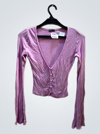 Fundiz Ripp-Strick V-Ausschnitt Knopf-Cardigan