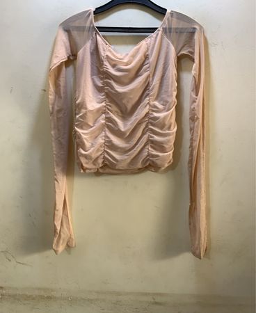 Faithfull the Brand Beige Rüschennetz Langarmoberteil