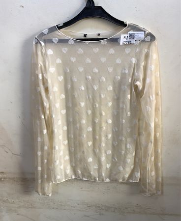 FaithVintage Langarmherz-Druck transparente Bluse