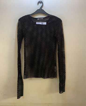 Zara Black Fishnet Long Sleeve Top