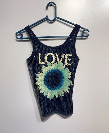 Justice "LOVE" Sonnenblume Pailletten Tanktop