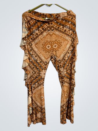 Braune Paisleymuster Rüsche-Hosen
