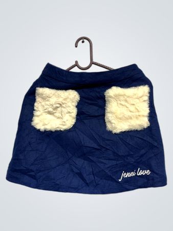 Jenni Love Blauer Rock mit Felltaschen