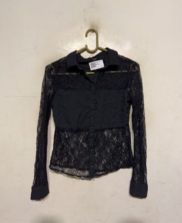 Tally Weijl Schwarze Spitze Knopfhemd