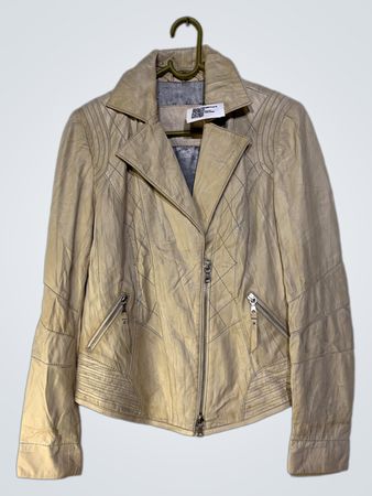 Beige Lederjacke