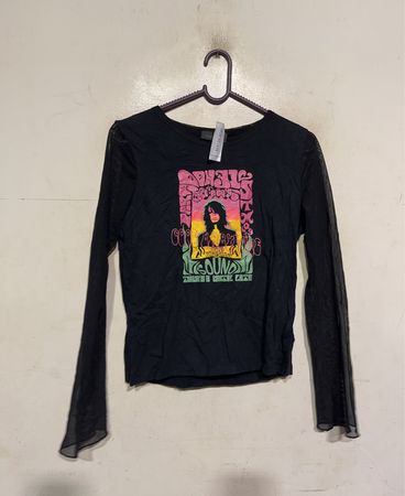 Kiabi Woman Schwarzes Grafisches Netz Langarmoberteil