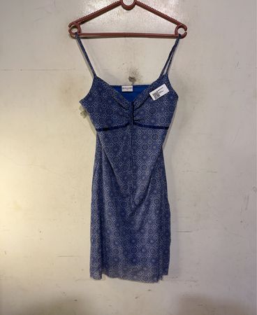 BIAGGINI Blauer gemusterter Spaghetti-Trägerkleid