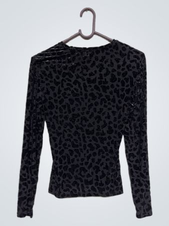 Schwarzes Leopardendruck Langarmoberteil