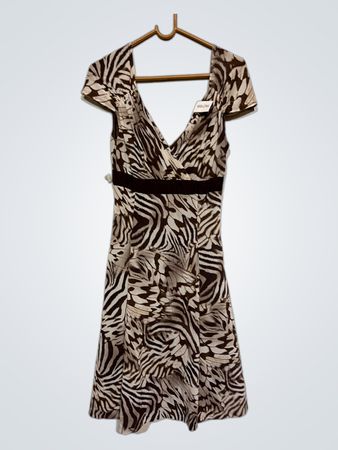Damen V-Ausschnitt Tierdruckkleid