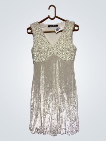 JOY MISS Weiß Samt Pailletten Kleid