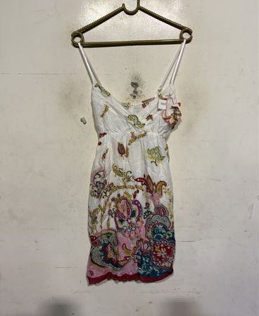 Weißen Paisley-Print Spaghetti-Trägerkleid