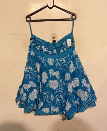 Kushi Blue Floral Ruffle Skirt