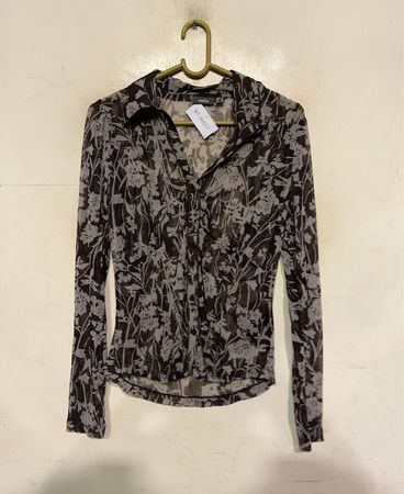 MEXX Sheer Floral Langarm-Hemd mit Knopfleiste