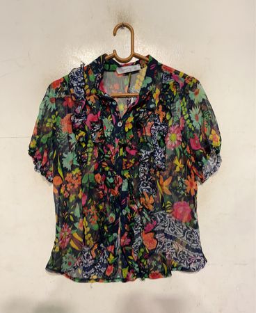Tangueras Damen Bluse mit floralem Muster und kurzem Arm
