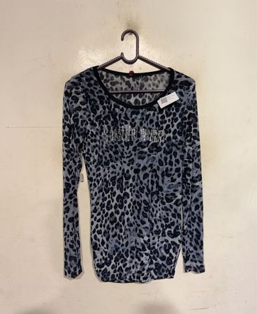 Damen Langarm Leopardenmuster Oberteil