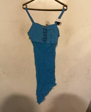 Blau asymmetrisches Kleid