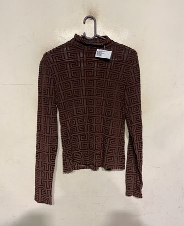 AMISU Langarm-Mesh-Top