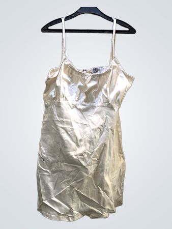 DENIM Weißes Slip-Kleid mit Reißverschluss hinten