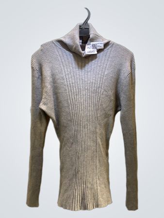 FaithVintage grauer gerippter Rollkragenpullover