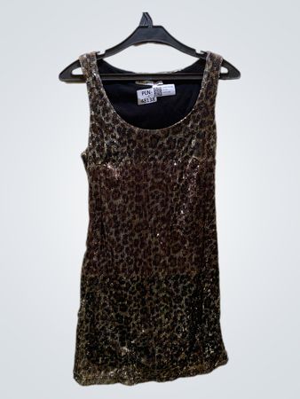 Wählen Sie das ärmellose Mini-Kleid mit Leoparden-Pailletten