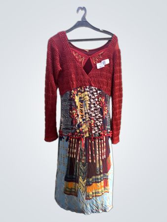 Rotes Patchwork-Kleid
