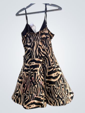 Zebra-Print-Raffung-Midi-Kleid