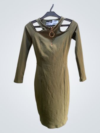 TALLY WEIJL geripptes Cut-Out-Midi-Kleid mit Reißverschlussdetail