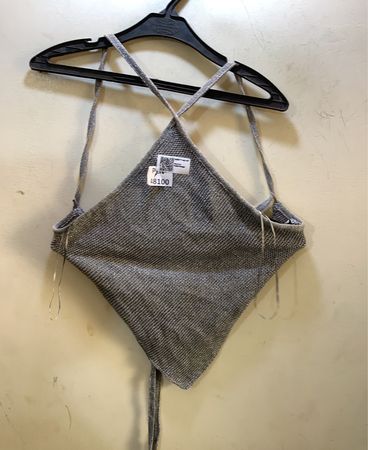 FaithVintage Graues Glitzer-Haltertop