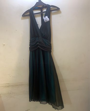 Damen Teal Halfterkragen Rüschendress