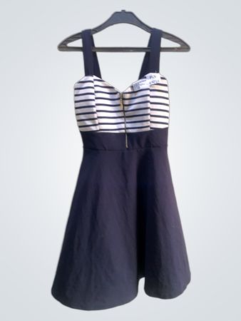 Navy und weiß gestreiftes Kleid mit Reißverschluss