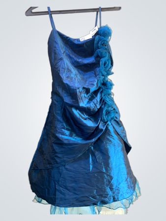 FaithVintage Blau Rüschendes Kleid