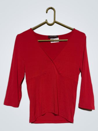 EXTRO Red 3/4 Sleeve Wrap Top