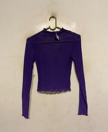 Lila Netz Langarm-Top