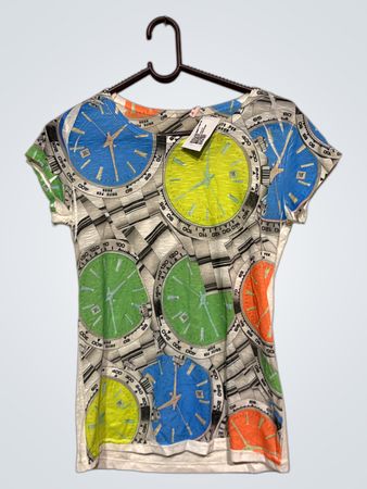 T-Shirt mit Uhrenprint
