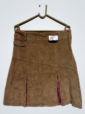 Brauer Cord-Rock mit pinkfarbener Blumenfutter