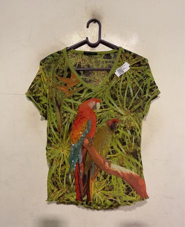 LUSSA & BRANDS Damen T-Shirt mit Grafikdruck und Papageien