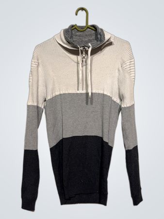 Farbblock Viertelreißverschluss-Pullover