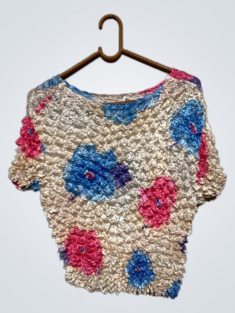 Popcorn-Oberteil mit Blumenmuster für Damen