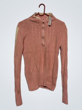 DKNY Jeans Pink Strick Halbkragen Reißverschluss Pullover