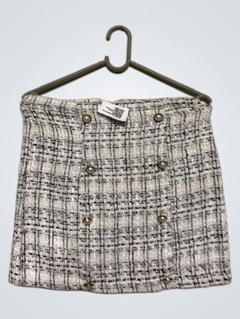 Tweed Minirock mit Perlenknöpfen