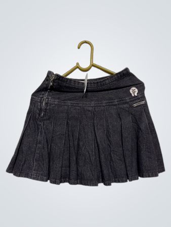 Schwarzer Denim Faltenrock