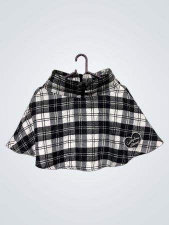 Black and White Plaid Cape with Heart Detail