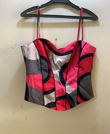 Rosa und graues abstraktes Muster Korsett-Top